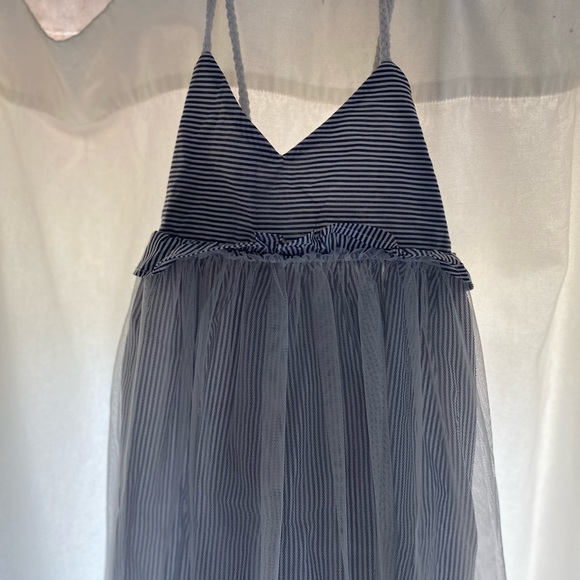 2T adorable striped summer dress covered with sheer white mesh - Picture 1 of 10